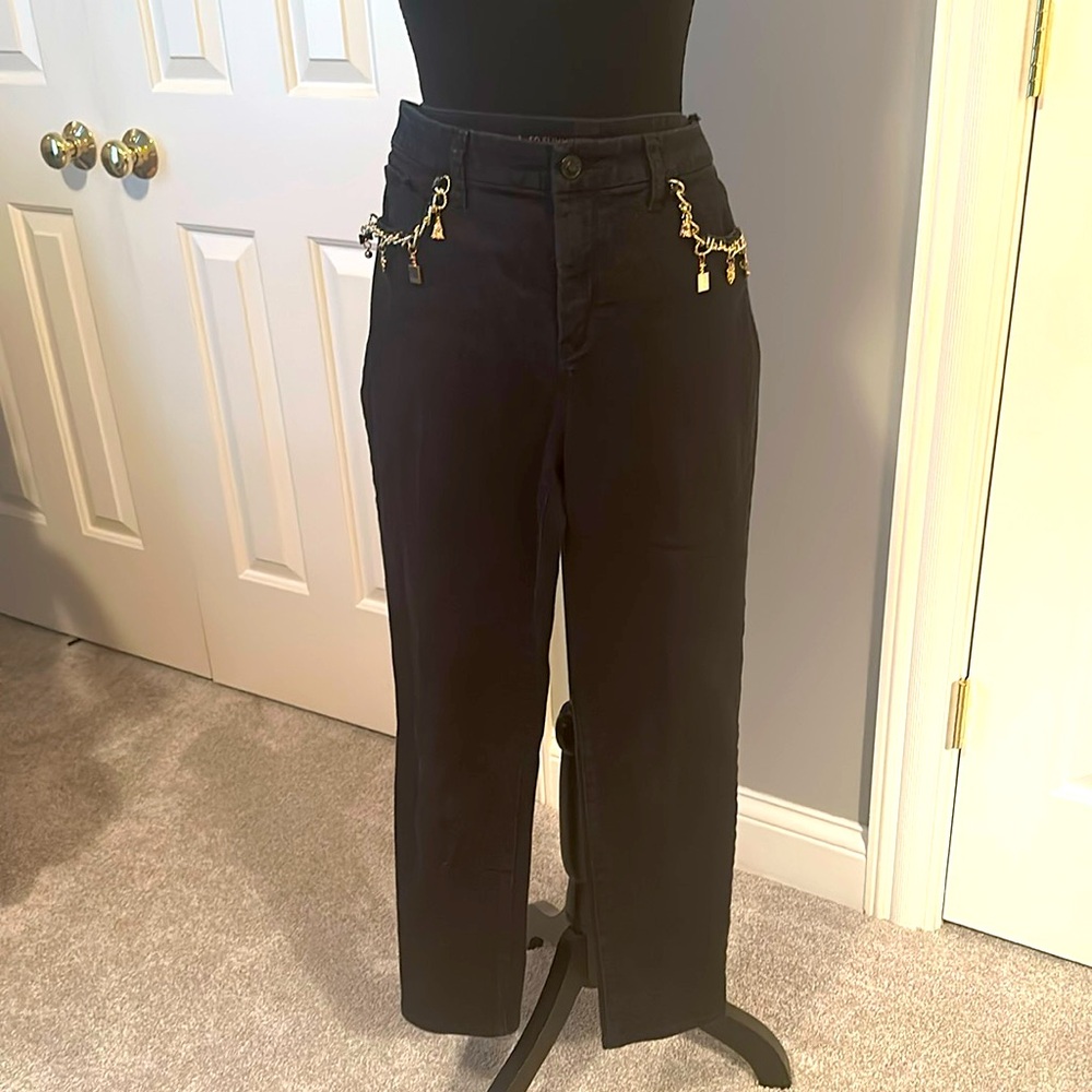 Chico’s So Sliming Gold Charm Girlfriend Ankle Black Jeans size size 1 (M)